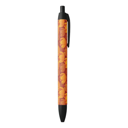Golden Flower Pattern Zwarte Inkt Pen (Achterkant (Verticaal))