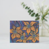 Golden Flowers Abstract Bloemen Kunst Pastel Schil Briefkaart (Staand voorkant)