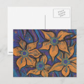 Golden Flowers Abstract Bloemen Kunst Pastel Schil Briefkaart (Voorkant / Achterkant)