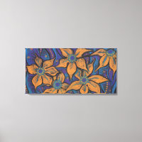 Golden Flowers, abstracte bloemen, paars sinaasapp