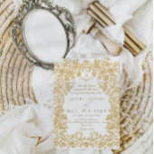 Golden Flowers Eleganse Monogram Bruiloft Kaart