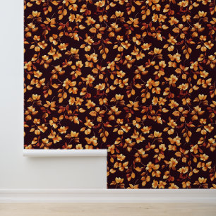 Golden Flowers Herfst Patroon Behang