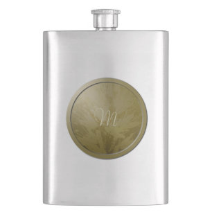 Golden Flowers Monogram Flask Heupfles