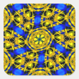  Golden Flowers Pattern Vierkante Sticker