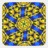  Golden Flowers Pattern Vierkante Sticker (Voorkant)