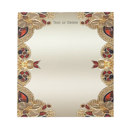 Golden Flowers Red Edelsteen Notitieblok (Voorkant)