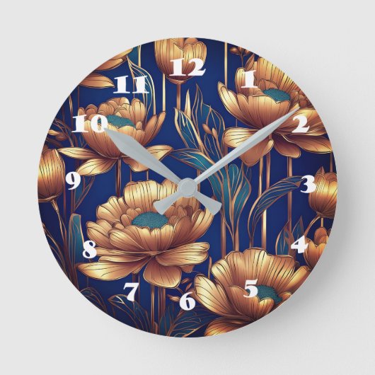 Golden Flowers Ronde Klok (Voorkant)