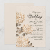Golden flowers Wedding Invitation (Devant / Derrière)
