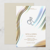 Golden Foil Texture Elegant Wedding Invitation Kaart (Voorkant / Achterkant)