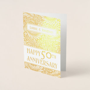 Golden Foliage 50e bruiloft Jubileum Echt Folie Kaarten