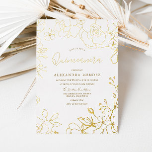 Golden Folie Rozen Gold Leaf Quinceanera Party Folie Uitnodiging