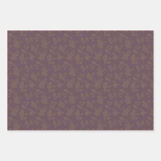 Golden Folie Winter Berries Inpakpapier Vel (Voorkant)