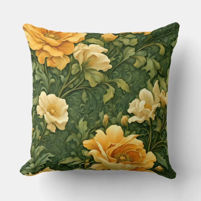 Golden Foral Tapestry  Kussen (Voorkant)