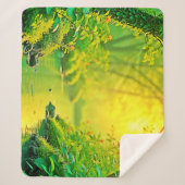 Golden Forest Stream Peaceful Art Sherpa Deken (Voorkant)