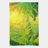 Golden Forest Stream Peaceful Art Theedoek (Verticaal)