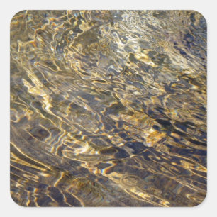 Golden Fountain Water 2 Vierkante Sticker