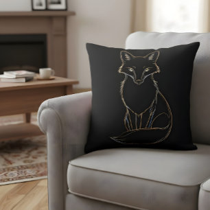 Golden Fox Line Art – Elegant Dierendesign Kussen