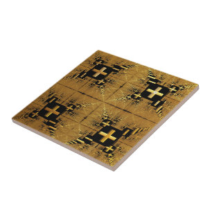 Golden Fractal kruist keramische Tegel Tegeltje