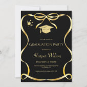 Golden Frame with Bow Graduation Invitation (Devant)