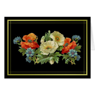 Golden Framed Poppy en Cornflowers Blank Art