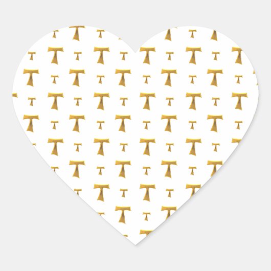 Golden Franciscan Tau Cross Hart Sticker (Voorkant)