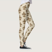 Golden French Fleur de Lis Pattern Leggings (Rechts)