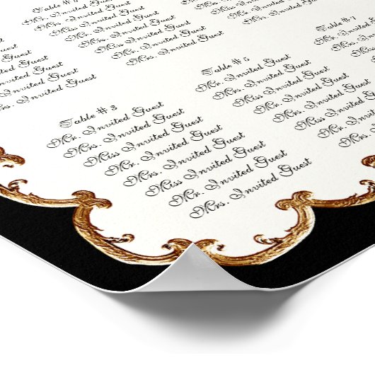 Golden French Swirl 50th Reception Seating Chart Poster (Hoek)