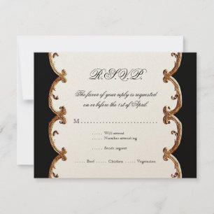 Golden French Swirl RSVP Response 50th Jubileum Kaartje