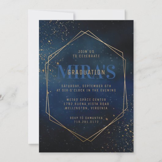 Golden Galaxy Graduation Invitation (Devant)