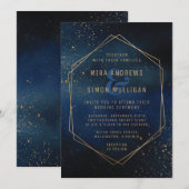 Golden Galaxy Wedding Invitation Kaart (Voorkant / Achterkant)