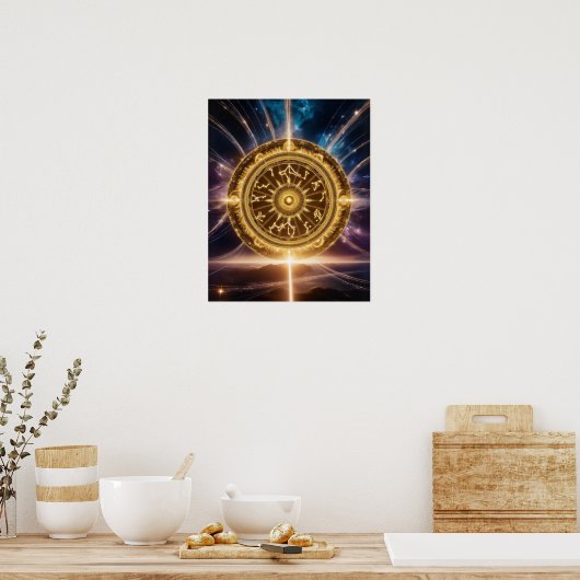 Golden Galaxy Zodiac Mandala | Luxe Poster (Keuken)