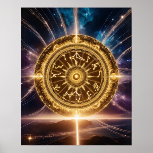 Golden Galaxy Zodiac Mandala | Poster de luxe (Devant)