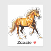 Golden Galloping Horse Sticker Illustration (Feuille)