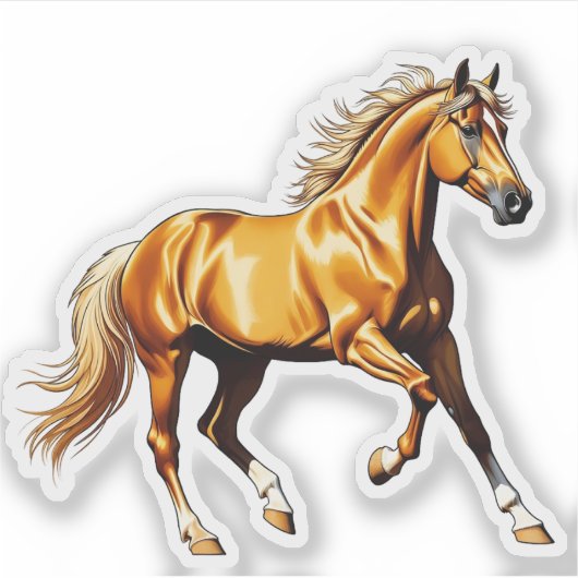 Golden Galloping Horse Sticker Illustration (Devant)