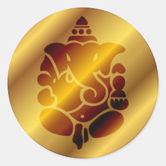 Golden Ganesha Design Ronde Sticker