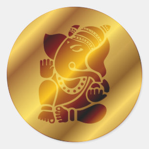 Golden Ganesha Design Ronde Sticker