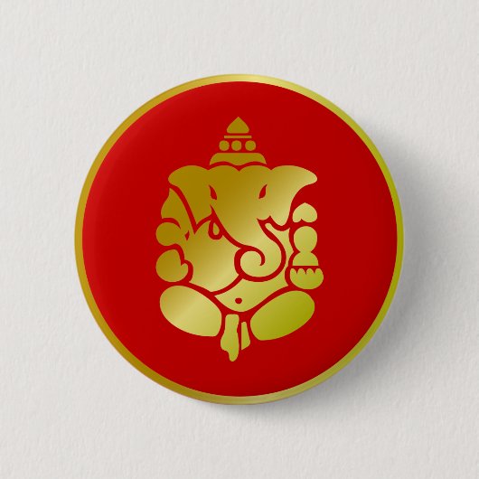 Golden Ganesha Ronde Button 5,7 Cm (Voorkant)