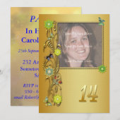 Golden Garden 14e uitnodiging van de Birthday (Voorkant / Achterkant)