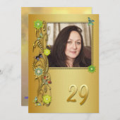 Golden Garden 29e invitation de fête d'anniversair (Devant / Derrière)