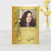 Golden Garden 32e carte d'anniversaire photo (Fleur jaune)