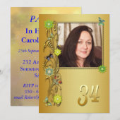 Golden Garden 34e invitation de fête d'anniversair (Devant / Derrière)