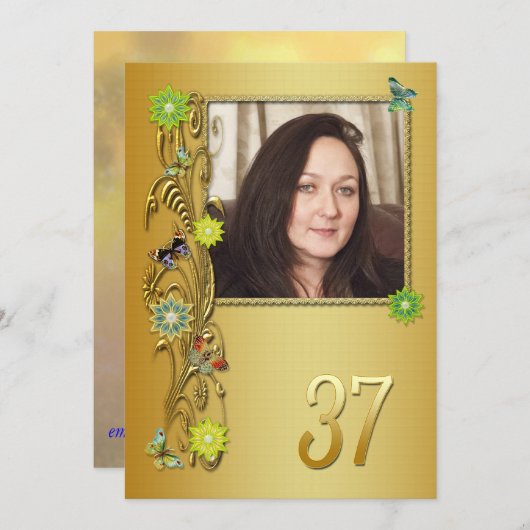 Golden Garden 37e verjaardag feestuitnodiging Kaart (Voorkant / Achterkant)