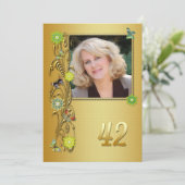 Golden Garden 42e verjaardag uitnodiging (Staand voorkant)