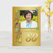 Golden Garden 80th Photo Carte Anniversaire (Fleur jaune)