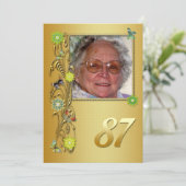 Golden Garden 87e verjaardag uitnodiging (Staand voorkant)