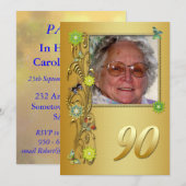 Golden Garden 90e invitation de fête d'anniversair (Devant / Derrière)
