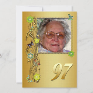 Golden Garden 97th Birthday party invitation