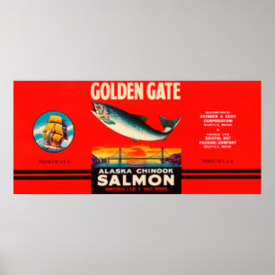 Golden Gate Brand Salmon Label- Seattle, WA Poster