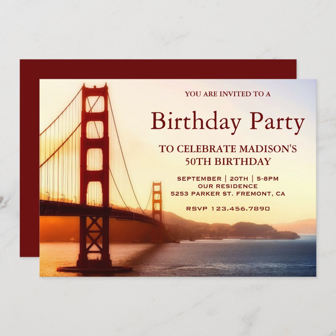 Golden Gate Bridge Birthday Party Kaart Zazzle.be