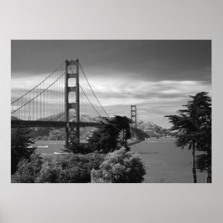 Golden Gate Bridge Black en White Poster